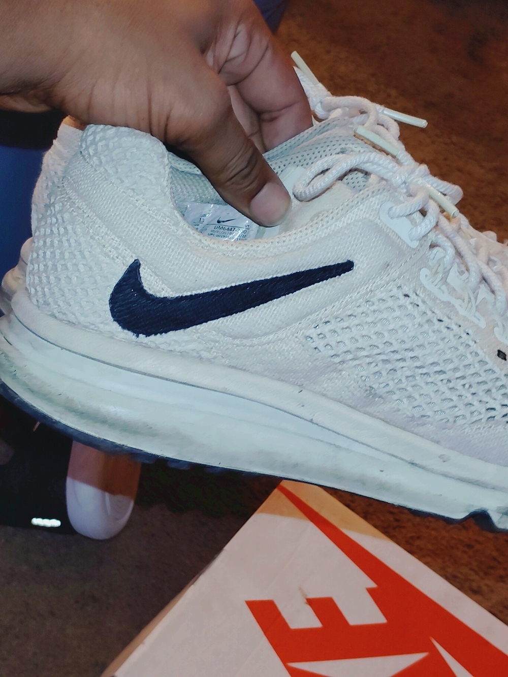 Nike Air Max 2013 Stussy White Mesh Running Sneakers With Navy Swoosh View 6
